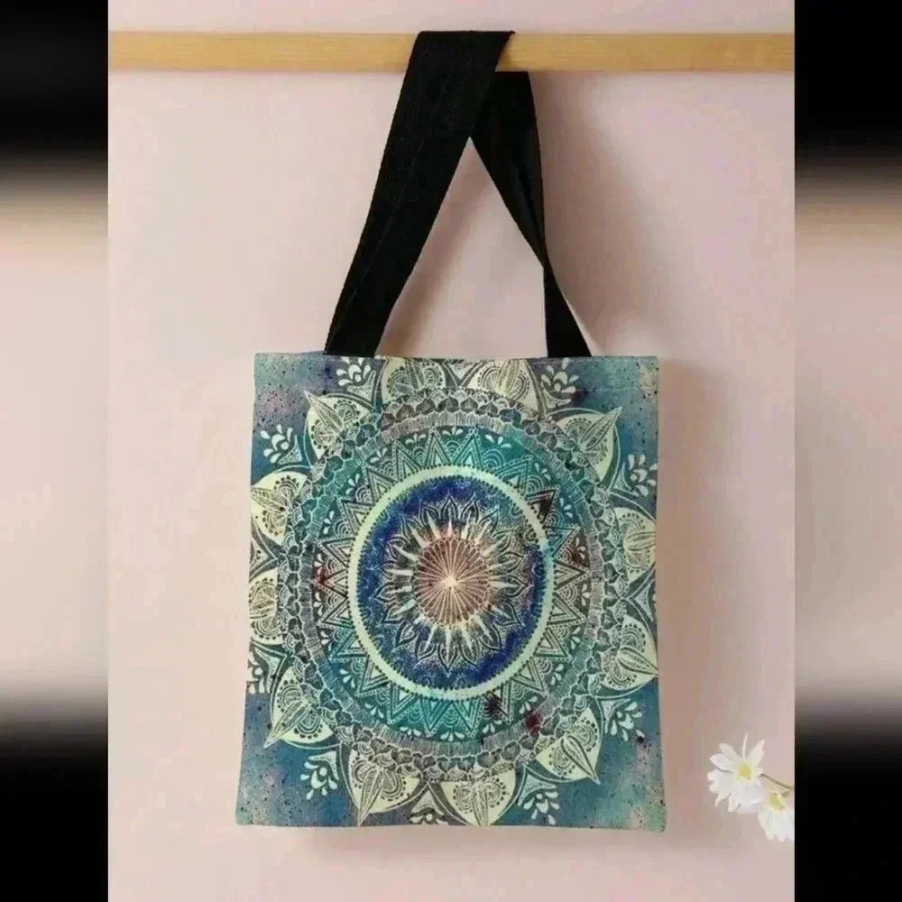 Mandala boho hippie blue green women's handbag purse tote bag decor satchel